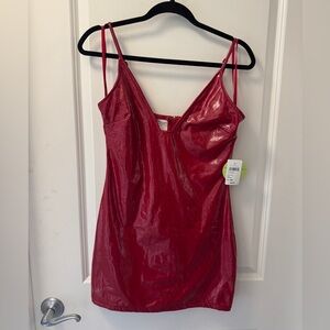 Red Shiny Slip Dress